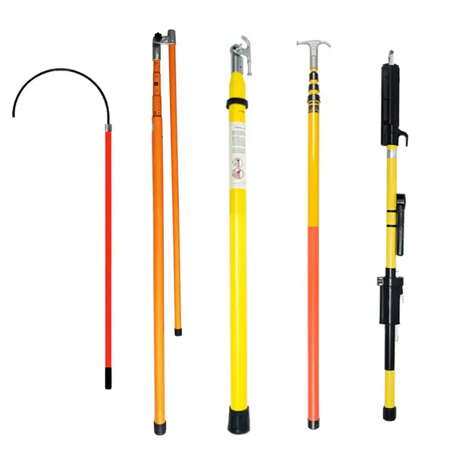 Adjustable High Voltage Fiberglass Telescopic FRP Triangle Hot Stick