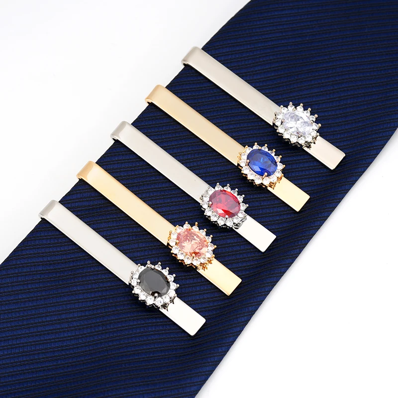 Мужской Круглый Синий Циркон Золотой металлический зажим для галстука свадебного костюма