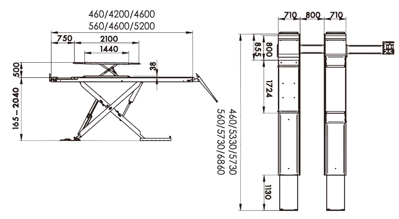 UE-460/560 In floor specificationAlignment hydraulic scissor car lift workshop equipment machine equipment for car