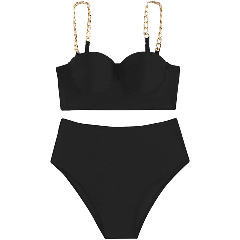 Hot selling Custom bikini two piece swimsuit beachwear solid color sexy bathing suit plus size women swimwear