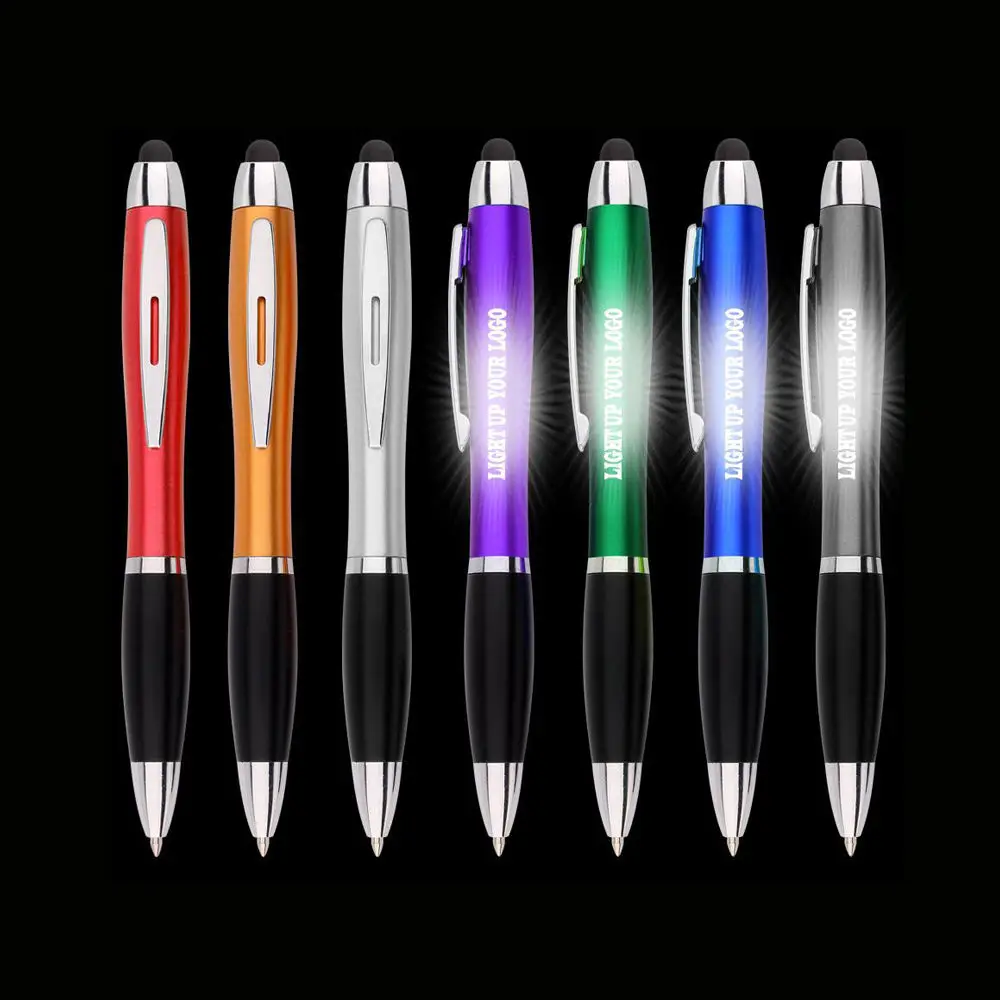 Custom LED Laser Light-Up Ballpoint Pen with Rubber Grip Stylus Plastic Pen Customised Inks for Automotive Use