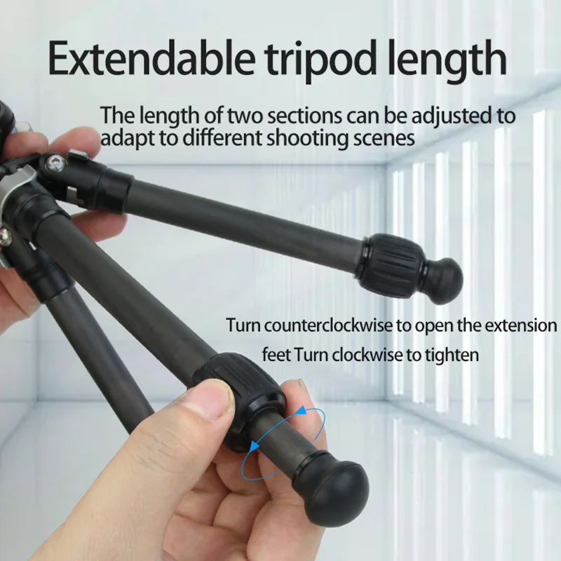 Carbon Fiber Tripod Extended Professional Table Stand Camera Live Tripod Adjustable Height with 1/4 Screw Tripod for SLR Camera
