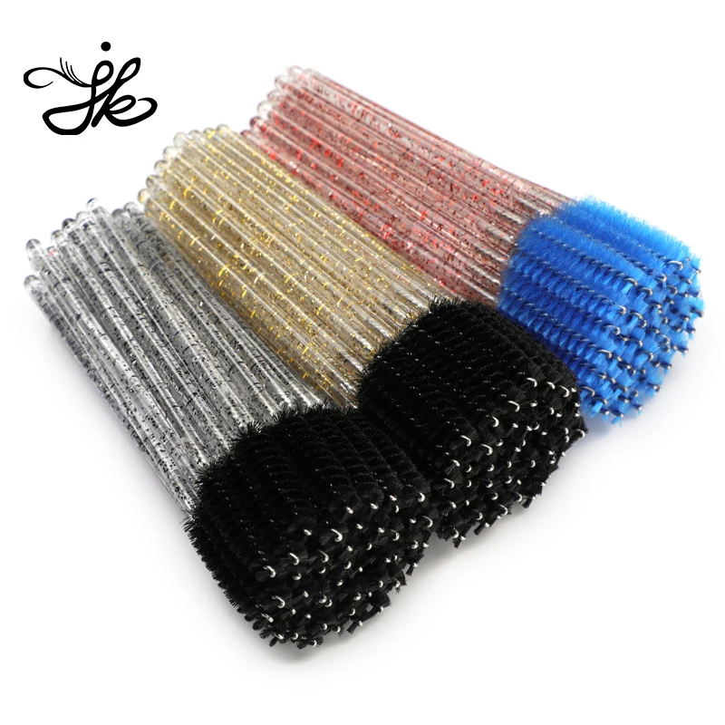 Eyelash Spoolie Diamond Glitter Makeup Custom Gold Disposable Mascara Brush