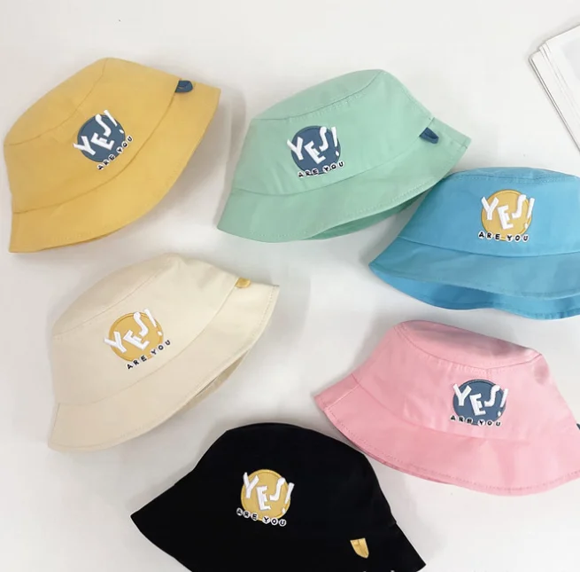 Wholesale 2022 Spring Summer Yes Embroidery Kids Sun Hat Bucket Hat