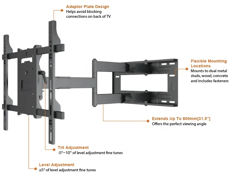 Поставка от производителя, высокое качество, 32-75 дюймов, длинная рука, полноприводное крепление для телевизора, настенное крепление, soporte de tv para, складные кронштейны для телевизора