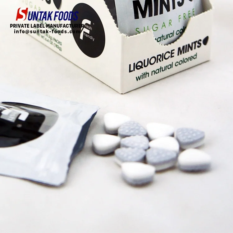 Factory Direct Sale Bulk Fresh Friendly Sugar Free Liquorice Mint Confectionery Hard Tablet Licorice Candy