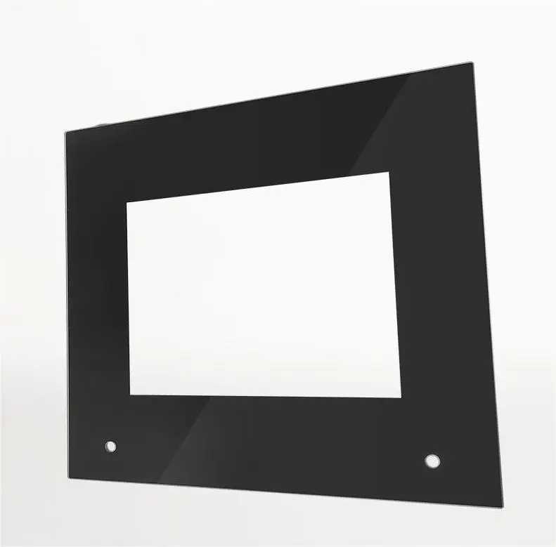 Heat resistant silk screen printed paint custom cut tempered glass for pizza microwave oven outer door with display window