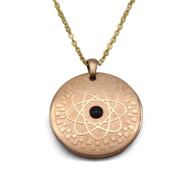 Fashion Metal Steel Pendant Energy Ions Charms Jewelry Gift Women Silver Stainless Steel Chain Box