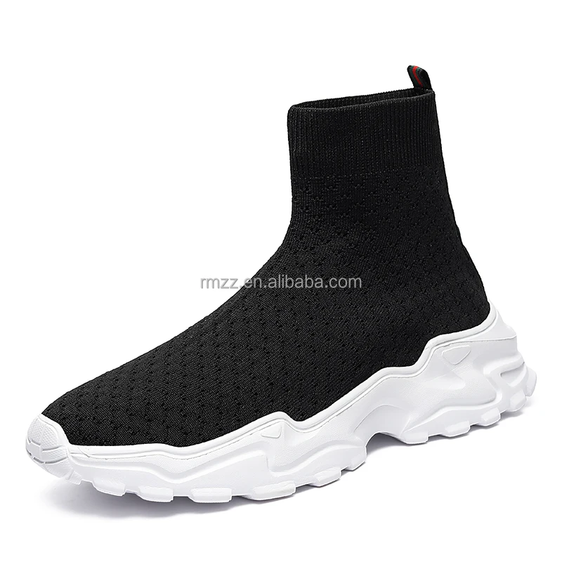 Large size flying knitted upper Four seasons high-tie fly knitted shoes