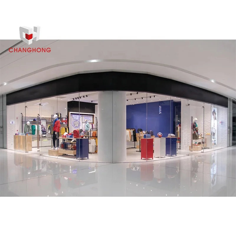 Современная индивидуальная мебель для витринных стеллажей, дизайн и украшение магазина женской одежды