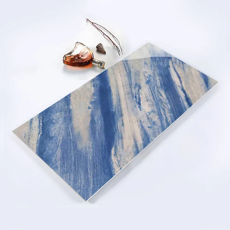 Marble Design Special Blue Color Polished Glazed Full Body Glossy Porcelain 600x1200 Wall and Floor Tiles