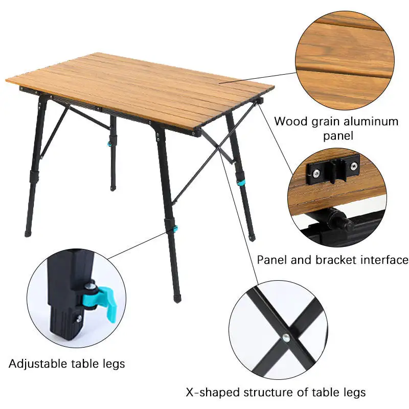 Modern Aluminum Folding Outdoor Table with Extendable Legs for Camping Beach Gym Use Outdoor Furniture Picnic Time Folding Table