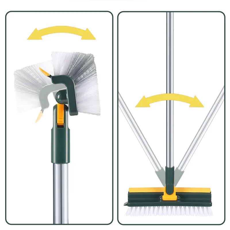 FF2462 Multifunction 3 in 1 Scrape Floor Scrubber Household Bathroom Patio Garage Cleaning Brush Long Handle Floor Scrub Brush