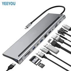 11-in-1 Type C Adapter High Speed docking Station Powered Charger 12 Ports USB C Hub for Type C Laptop Mobile Phone TV