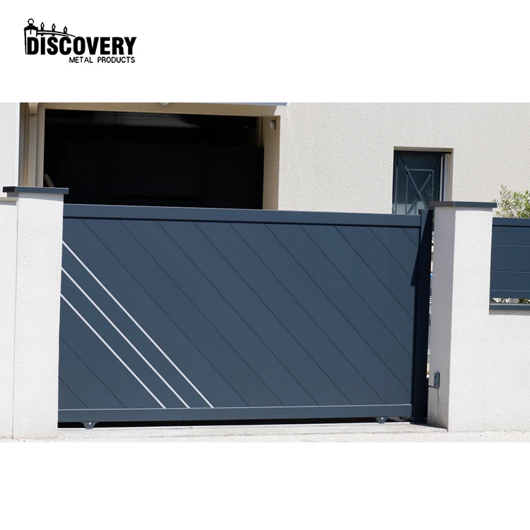 Garden Security System Black Color Driveway Sliding Gate Customized Drive Way Easy Maintenance Aluminum Main Sliding Gate