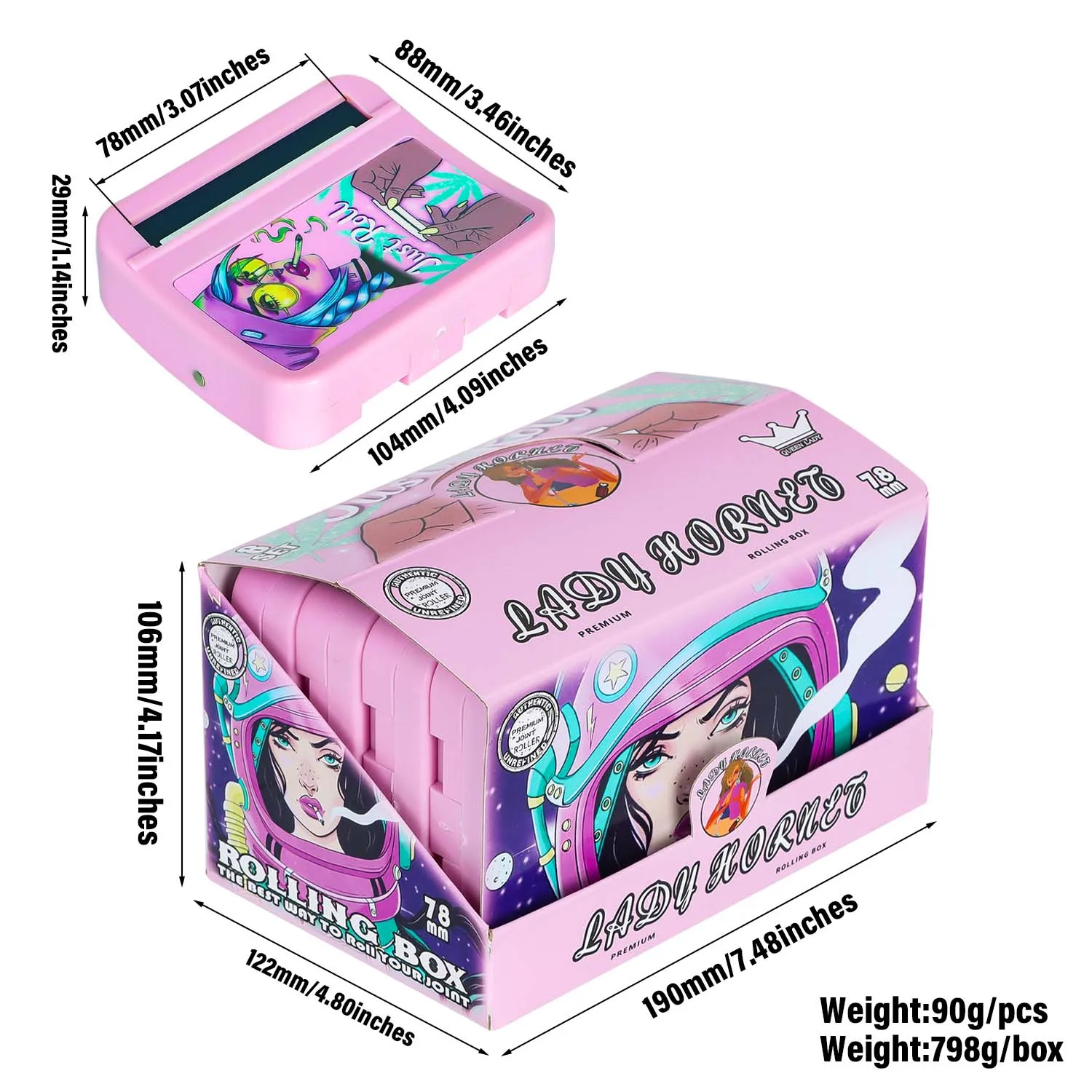 New arrival pattern 78mm Plastic Cigarette Tobacco Smoking Rolling Machine  Box