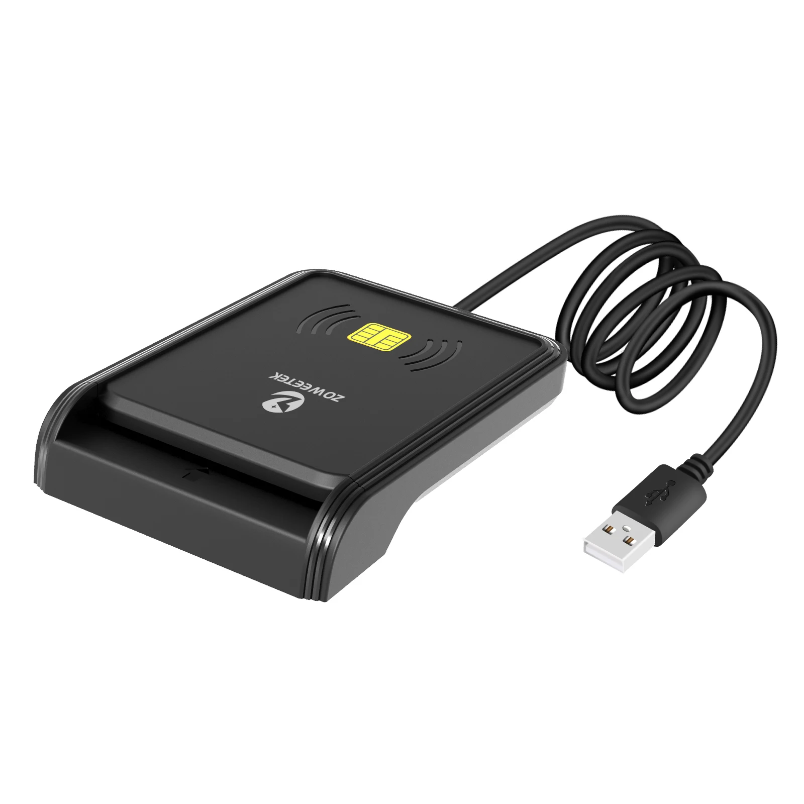 ZOWEETEK 2024 New 2 in 1 Smart Card Reader RFID/NFC Universal Access Card Reader Plug and Play ISO 7816 IC ID Chip Card Reader