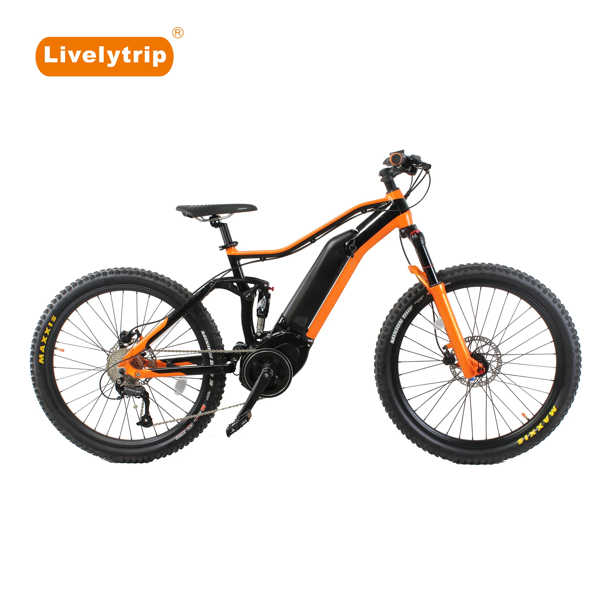 Powerful mod motor good quality full suspension electric mountain bike with 9-speeds