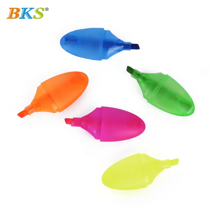 BKS New Style Promotional 6 Colors Egg Shape Mini Highlighter Multi Color Marker Pen for Kids