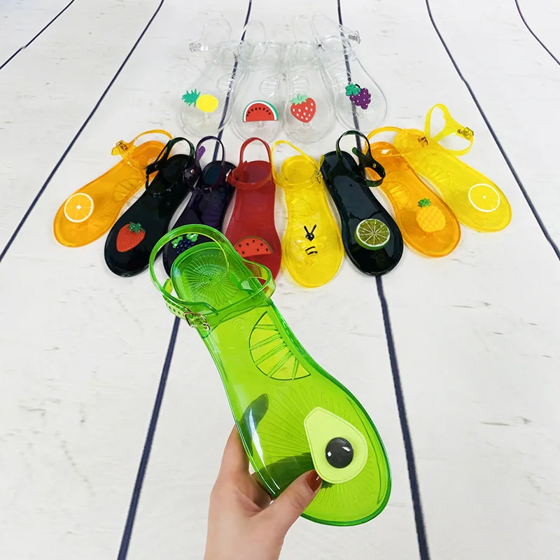 Pvc Beach Sandals Flip Flop 2022 Womens Sandals Fruit Jelly Shoes Flat Sandals Colorful Flip-Flops Slippers