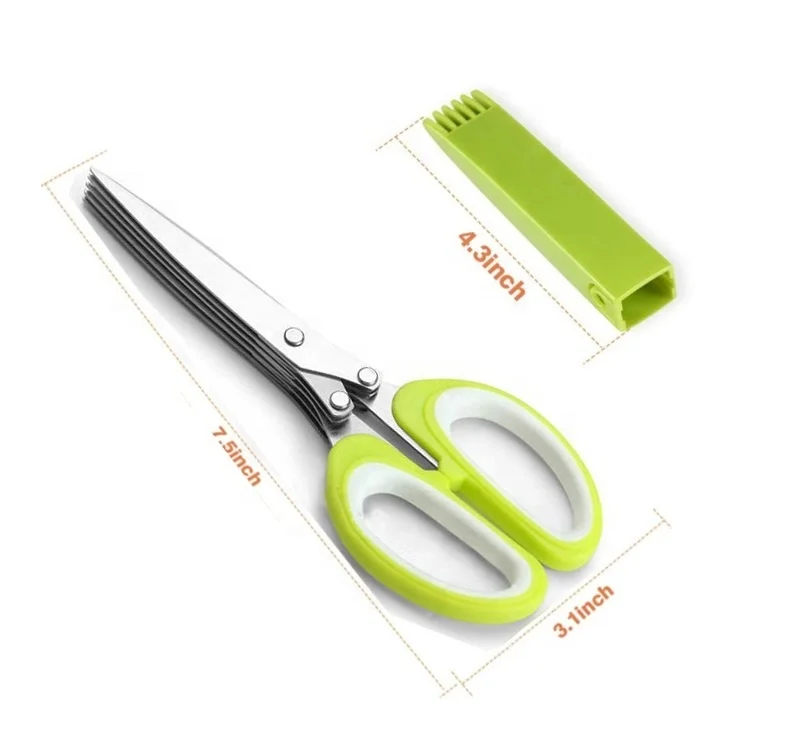 
Multi-functional Stainless Steel 5 Layers Kitchen Scissors Shredded Scallion Cut 5 blades Herb Scissors 