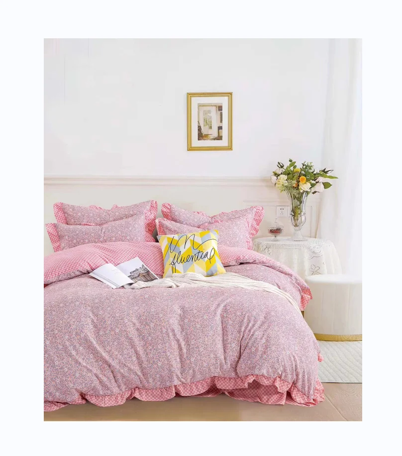 Floral Sheets 4pcs Cotton Skin-friendly Bed Sheets & Pillowcase & Duvet Cover Sets & Quilt Cover King Size