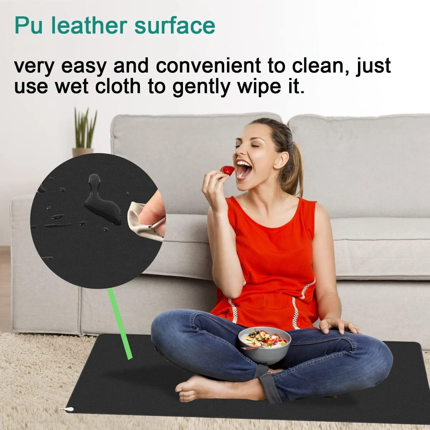 Lightweight 35.5'x 23.6' Leather Grounding Mat with Cord Better Sleep & Anxiety Relief for Body & Foot Manual Use