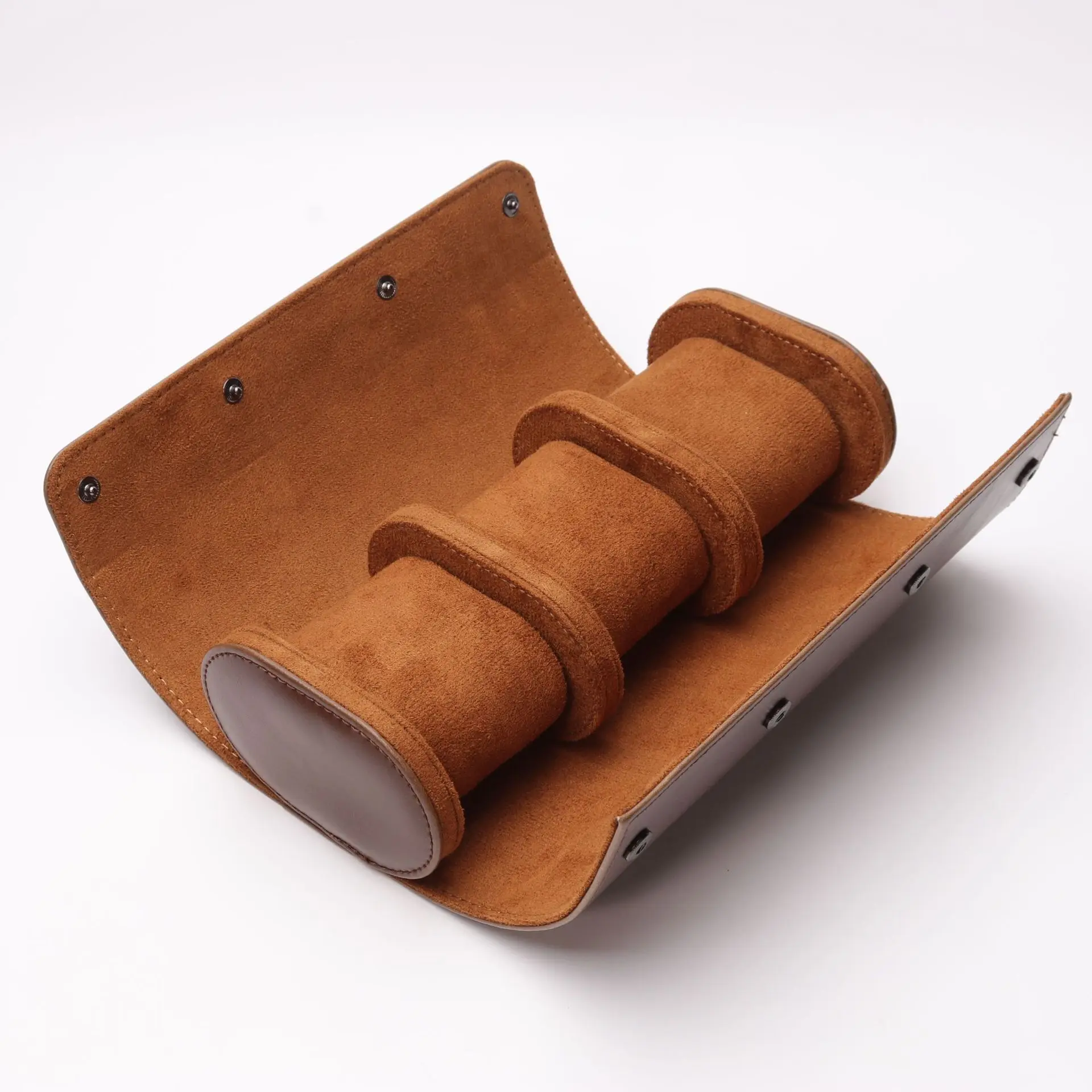 Small MOQ Custom Logo Printed Portable Cylinder PU Leather Watch Cases, Watch Box