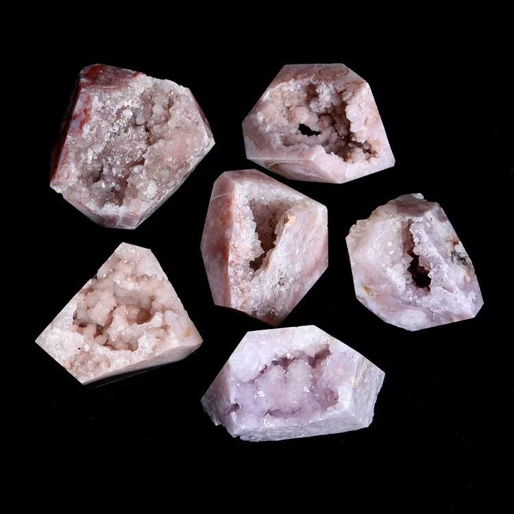 Wholesale healing gemstone crafts pink amethyst flower agate druzy crystal free form