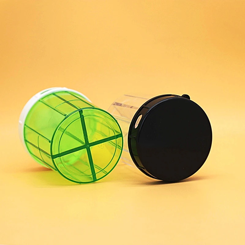 plastic round pill organizer dispenser case with 4 grids for medication vitamins supplements bottle daily pill reminder box ODM