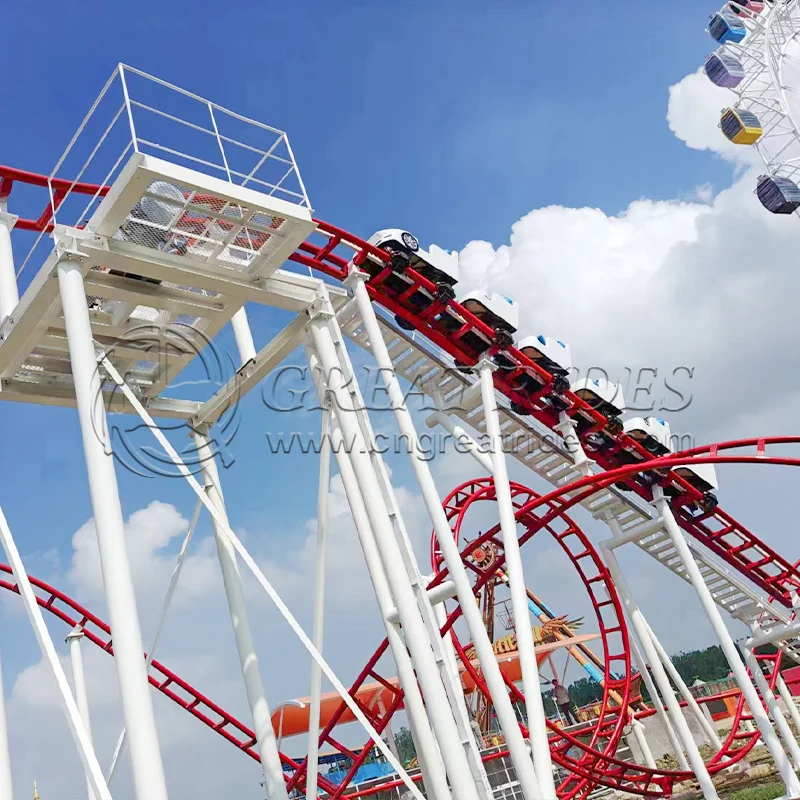 Extreme Amusement Park Equipment Adventure Games 12 Passengers Rail Roller Coaster For Kids And Adults