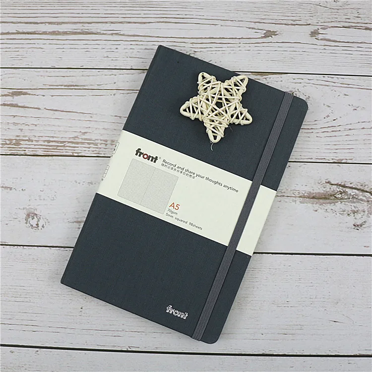 front Wholesale custom printing a5 pu leather hardcover planner journal lined grid 400 pages hard cover notebooks