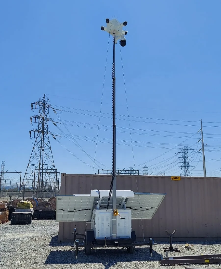 Traffic Solar Surveillance System Camera CCTV Solar Trailer Tower 23ft Telescopic Mast