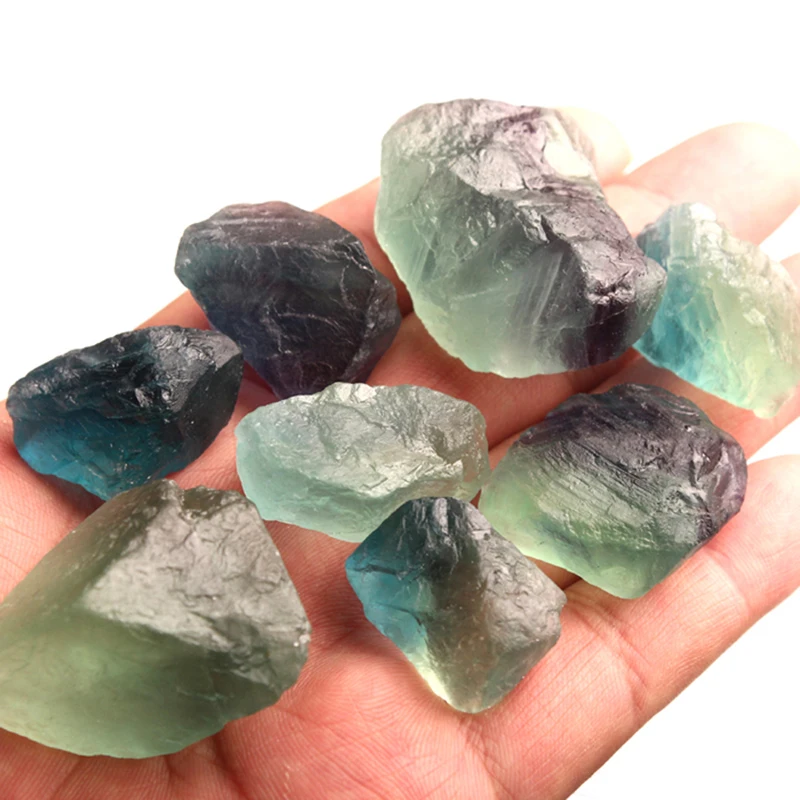 Wholesale natural green fluorite crystal crushed stone polished quartz large gravel healing stone for decoration
