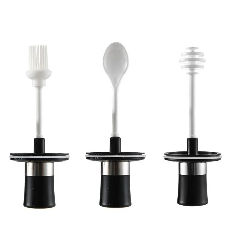 8 OZ Transparent glass seasoning jar with integrated spoon and lid for household use