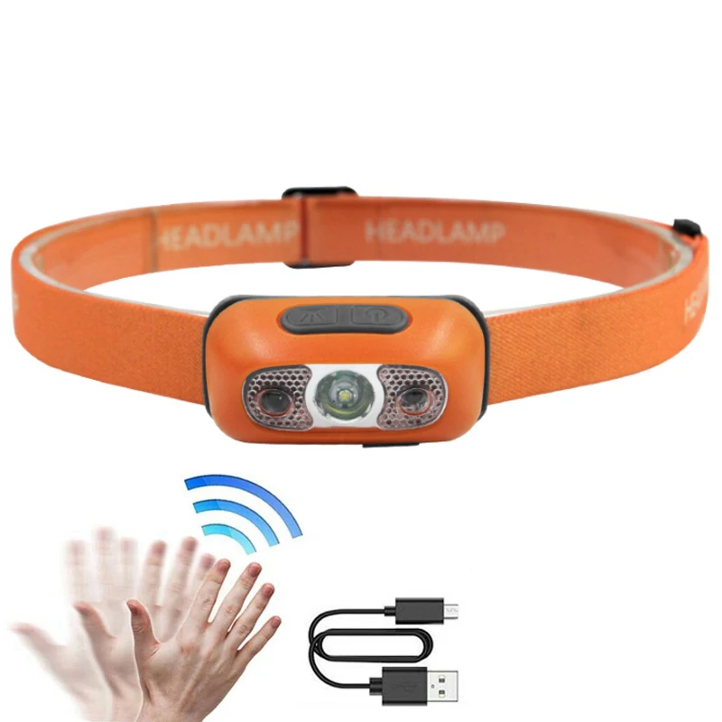 Мини-размер интеллигентая (ый) индукции головного света с функцией ночного видения, налобный фонарь светодиодный перезаряжаемый usb Водонепроницаемый Открытый туристическое снаряжение