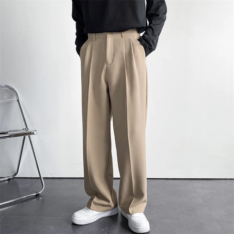 2024 Spring and autumn new draping straight leg suit pants men loose Korean version of casual wide-leg trousers mopping pants