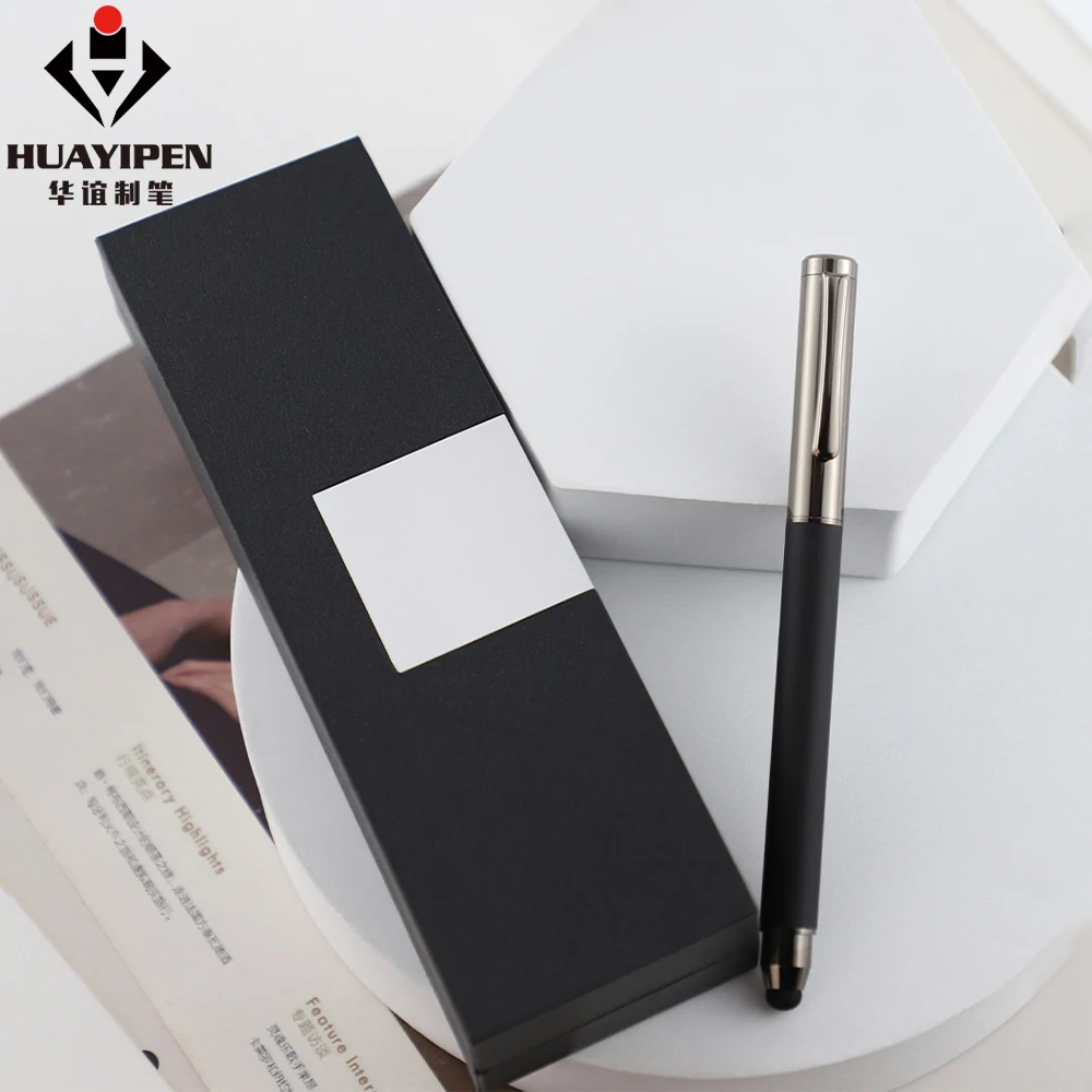 New Arrival Metal Rubber Soft Touch Roller Pen with Stylus Bottom Promotional 2 in 1 Multi-function Pen for Business Office