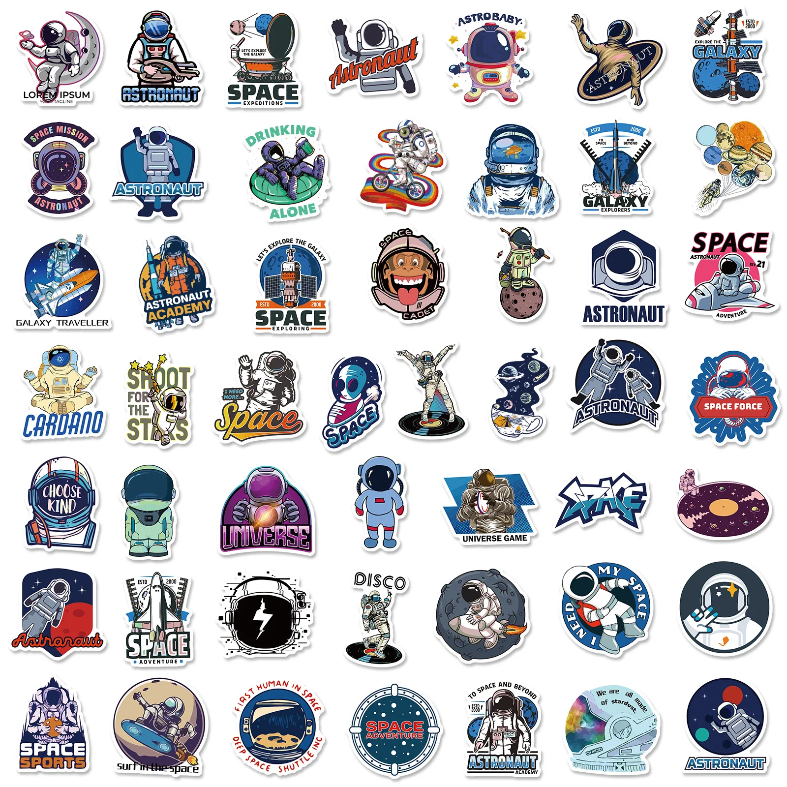 100Pcs Outer Space Graffiti Sticker Astronaut For Luggage Motorcycle Laptop Refrigerator Toy Car Spaceman Pvc Waterproof Sticker