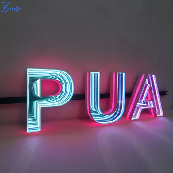 Factory price custom infinite neon mirror 3D led light letter luminous acrylic led channel letters sign