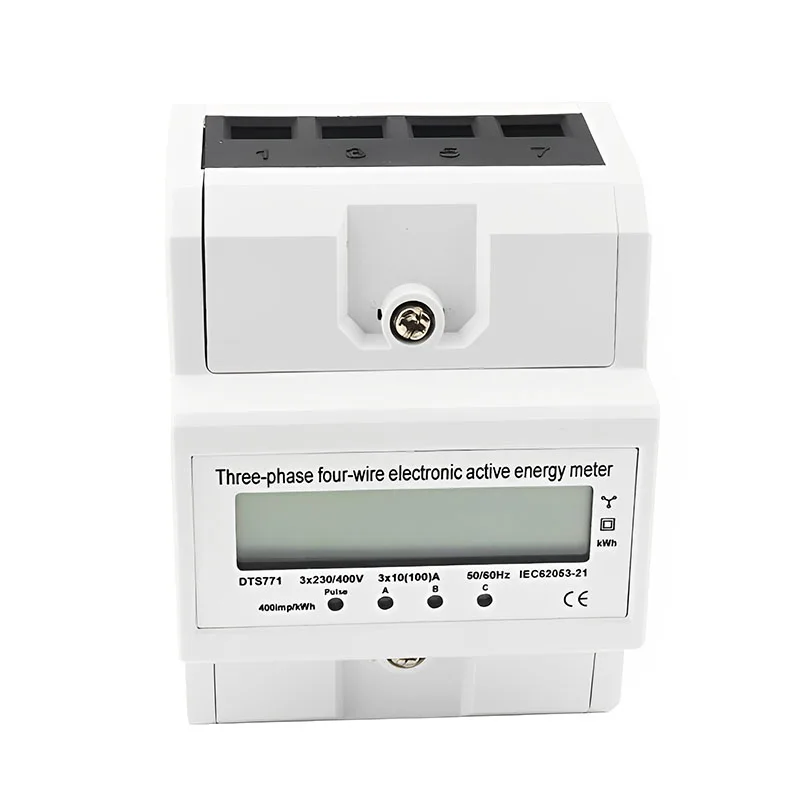 Din Rail 380V 3 Phase Energy Meter 4 Wire Electronic Watt Power Consumption Wattmeter kwh meter 100A 50/60Hz