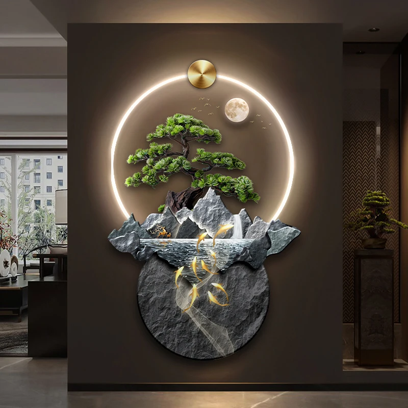 Factory direct selling decorative  Landscape  art Printing Decor  with acrylic diamonds painting home wall decor with LED light