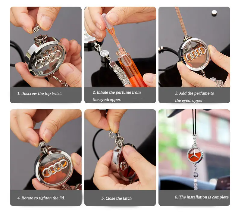 Fashion Logo Luxury Car Scents Hanging Pendant Air Freshener Perfume Car Essential Oil Hanging