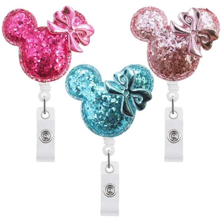 Бестселлер мультяшная мышь со вспышкой плюшевая подходящая для врачей, медсестер, учеников, визитница для удостоверения личности, выдвижная катушка для значков