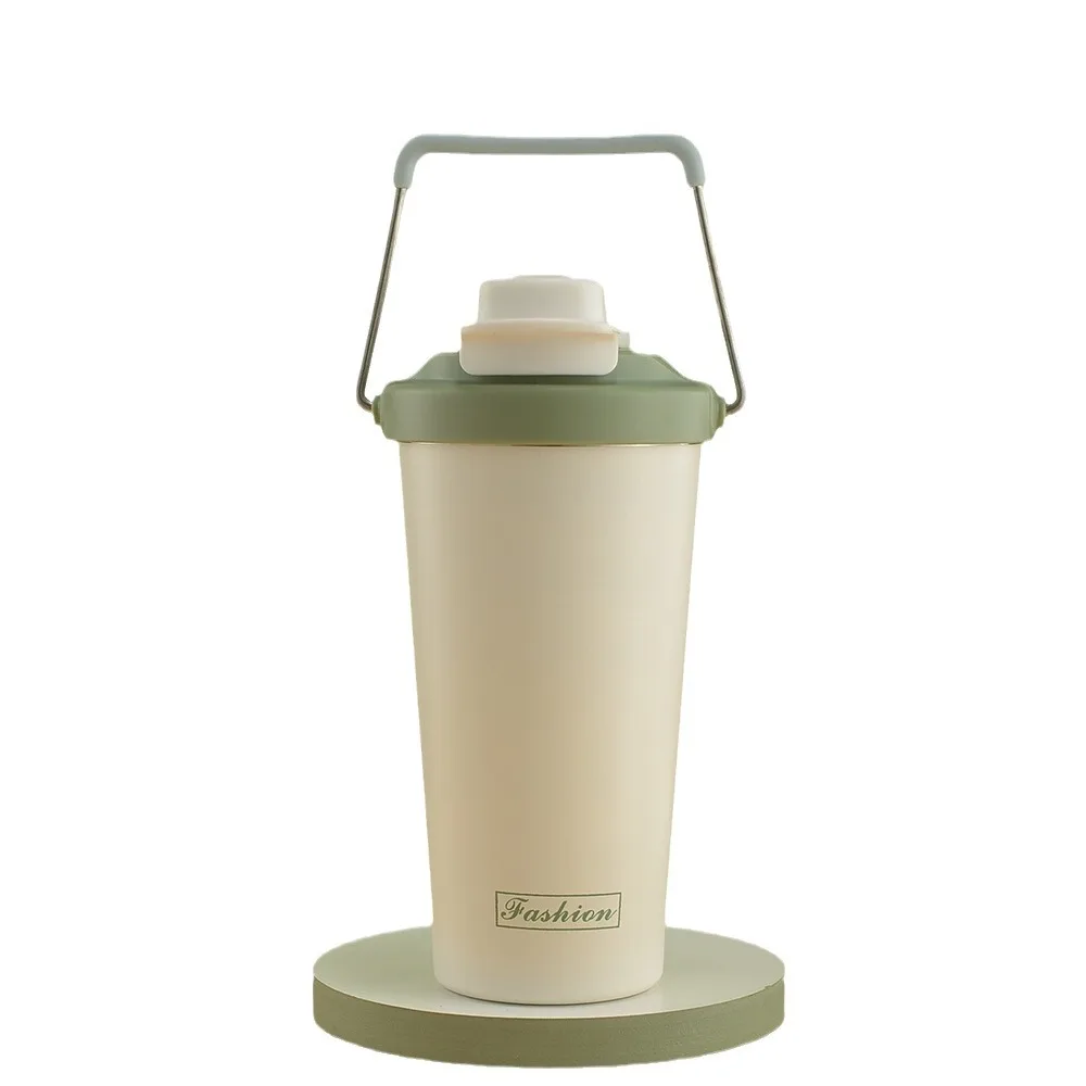 Large capacity 304 stainless steel handheld coffee cup Double-Wall Glass Mugs with Lid Straw for Water Wine