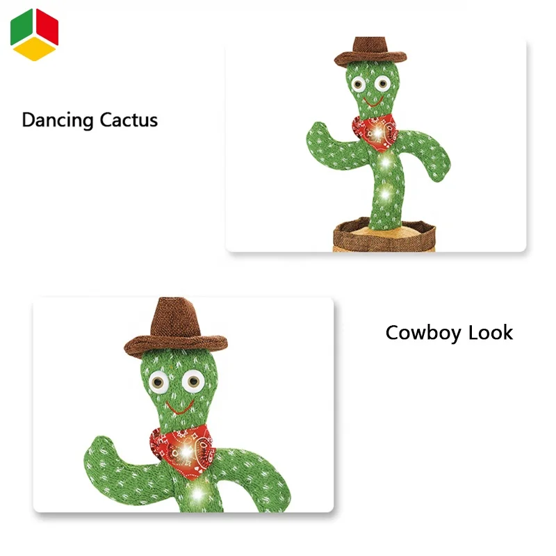 QS Hot Selling Children Puzzle Enlightenment Electric Soft Plush Cactus Novel Toys Singing Wiggling B/O Dancing Cactus Toys