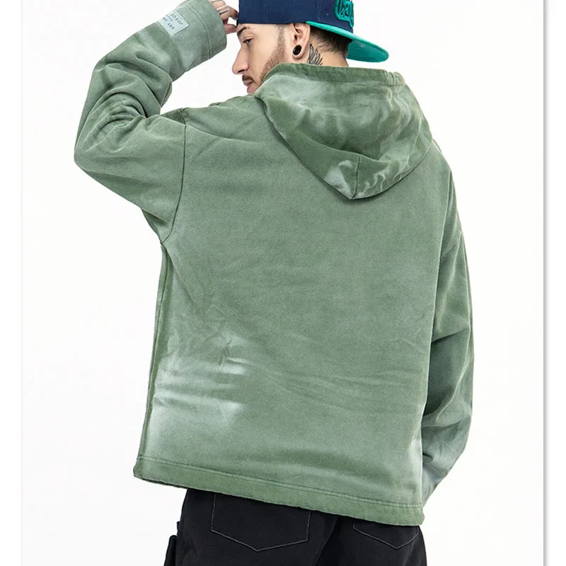 China Supplier Hand painted Graffiti Splash High Street Style Hooded Sweatshirt Men Heavyweight Fleece Hoodie