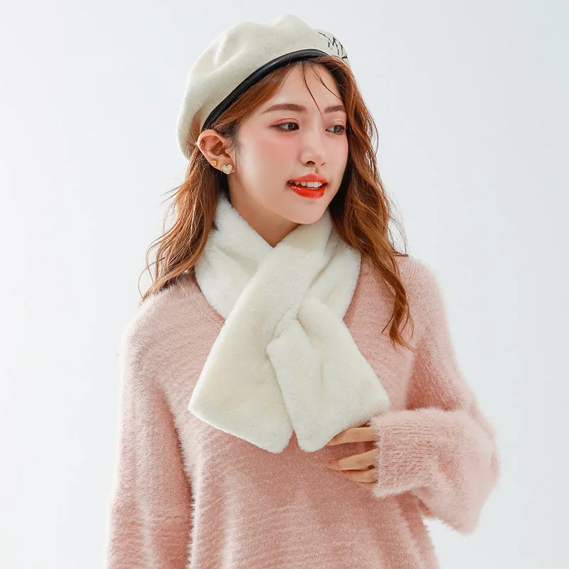 New  fur plush scarves female sweet soft autumn and winter pure color warm rabbit hair scarf