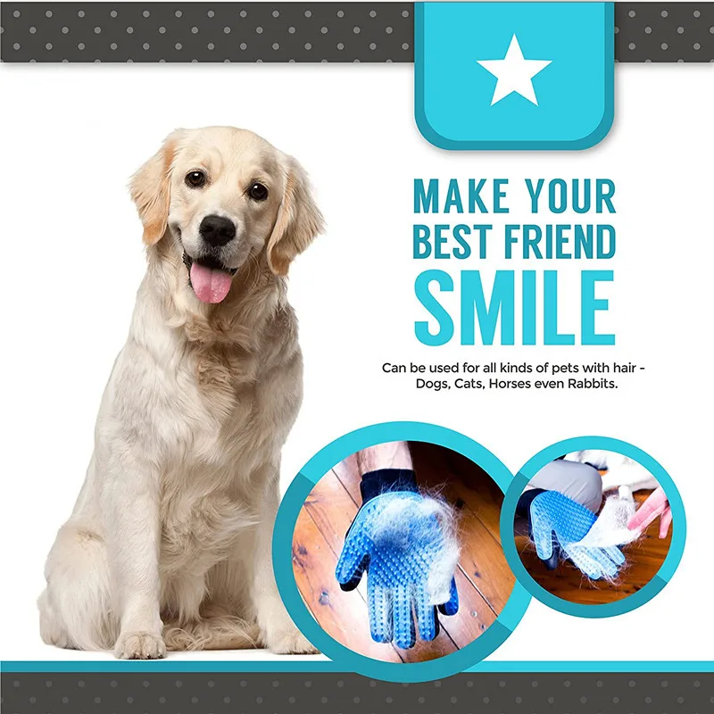 Pet Supplies Silicone Deshedding Brush Glove Reusable Pet Grooming Hair Remover Glove