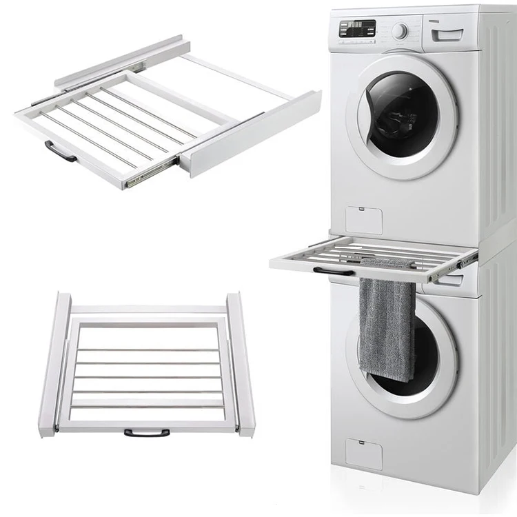 Connection Frame for stacking washing machines and dryers Steel Stacking Kit with Pull Out Shelf Hanging Strip